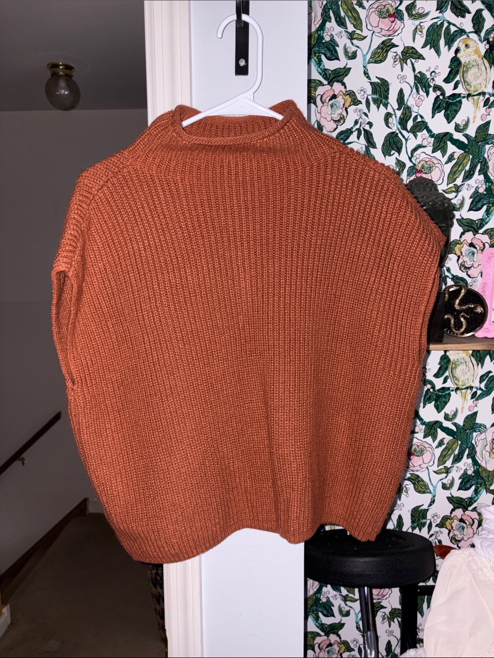 SHEIN Rust-Colored Chunky Knit Sleeveless Turtleneck Sweater Vest